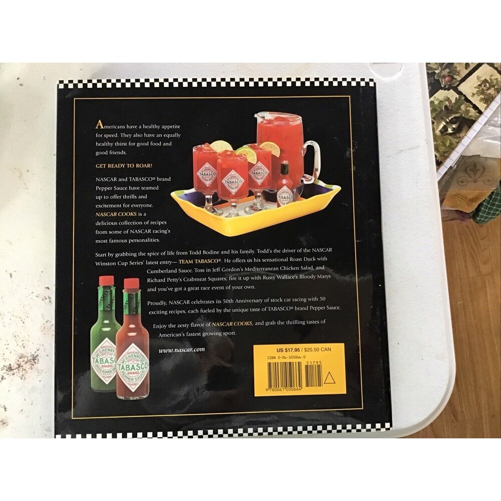 NASCAR Cooks by Nascar With Tabasco Hard Cover Cook Book Dust Jacket